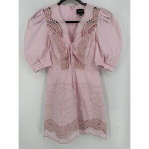 Bardot Embroidered Doily Dress In Blush Women’s 4 Read $208